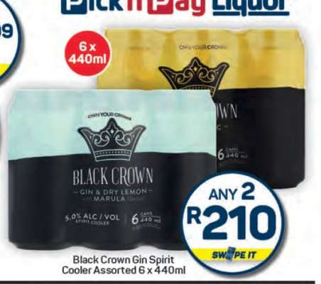 Black Crown Gin Spirit Cooler Assorted 6 x 440ml