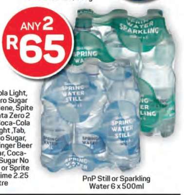 PnP Still or Sparkling Water 6 x 500ml