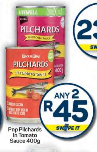 Pnp Pilchards In Tomato Sauce 400g