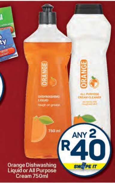 Orange Dishwashing Liquid or All Purpose Cream