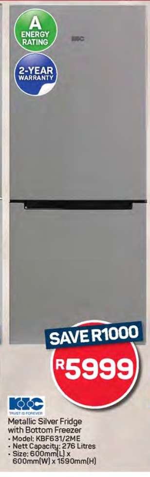 Metallic Silver Fridge with Bottom Freezer