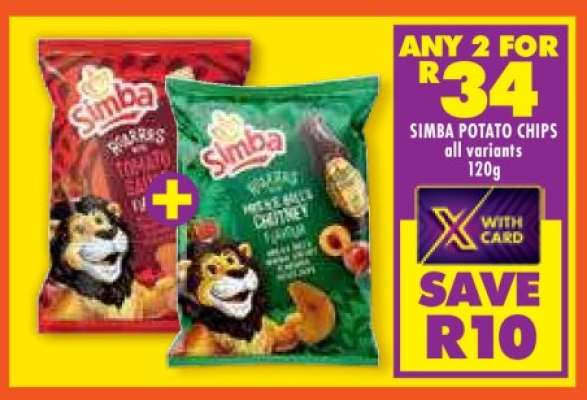 SIMBA POTATO CHIPS all variants 120g