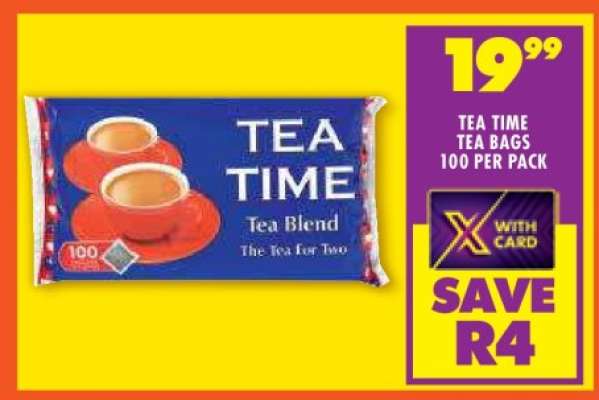 TEA TIME TEA BAGS 100 PER PACK