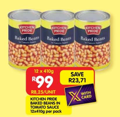 KITCHEN PRIDE BAKED BEANS IN TOMATO SAUCE 12x410g per pack