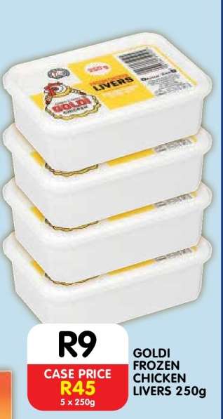 GOLDI FROZEN CHICKEN LIVERS 250g