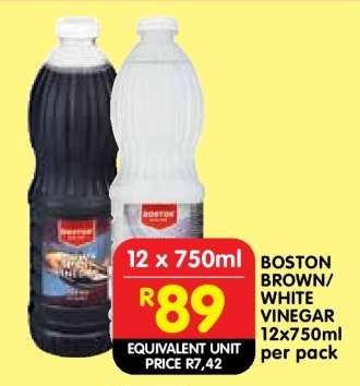 BOSTON BROWN/WHITE VINEGAR 12x750ml per pack