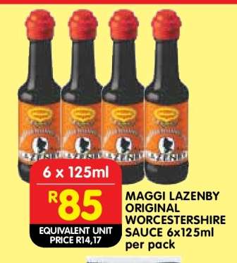 MAGGI LAZENBY ORIGINAL WORCESTERSHIRE SAUCE 6x125ml per pack