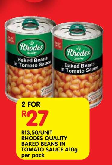 RHODES QUALITY BAKED BEANS IN TOMATO SAUCE 410g