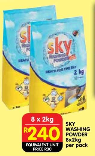 SKY WASHING POWDER 8x2kg per pack