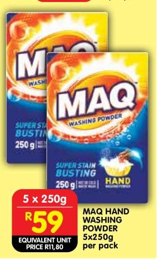 MAQ HAND WASHING POWDER 5x250g per pack