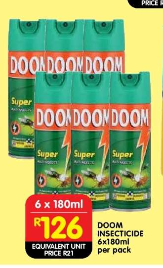 DOOM INSECTICIDE 6x180ml per pack