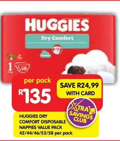 HUGGIES DRY COMFORT DISPOSABLE NAPPIES VALUE PACK