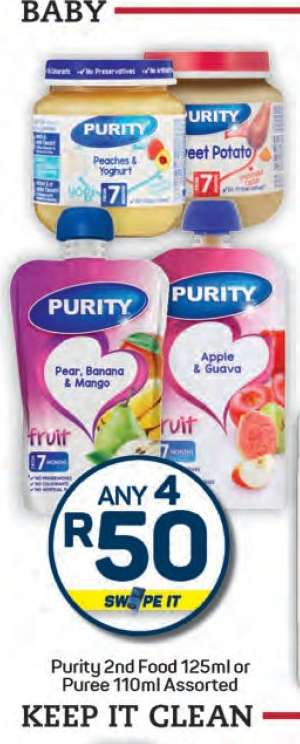 Purity 2nd Food 125ml or Puree 110ml Assorted