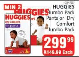 HUGGIES Jumbo Pack Pants or Dry Comfort Jumbo Pack