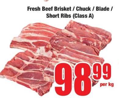 Fresh Beef Brisket / Chuck / Blade / Short Ribs (Class A)