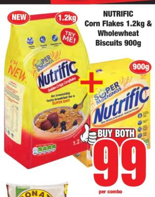 NUTRIFIC Corn Flakes 1.2kg & Wholewheat Biscuits 900g