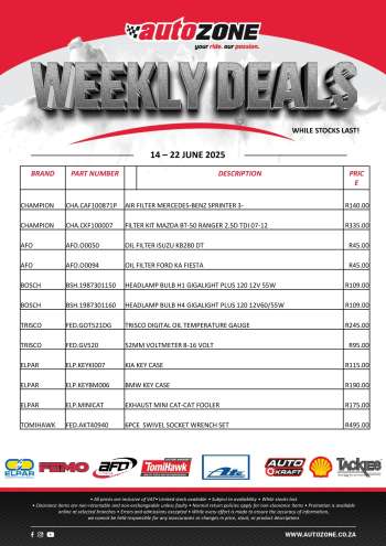 AutoZone catalogue  - 14/06/2025 - 22/06/2025.