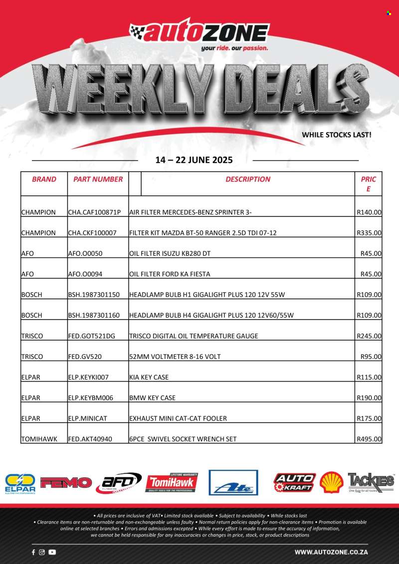 AutoZone catalogue  - 14/06/2025 - 22/06/2025.