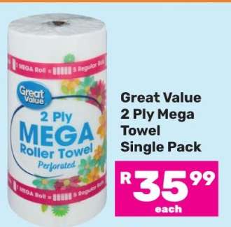 Great Value 2 Ply Mega Towel Single Pack