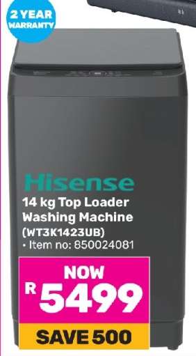 Hisense 14 kg Top Loader Washing Machine (WT3K1423UB)