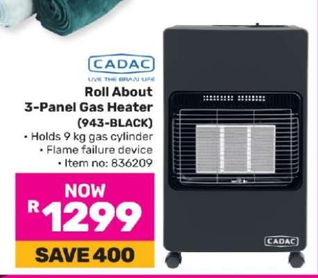 Roll About 3-Panel Gas Heater (943-BLACK)