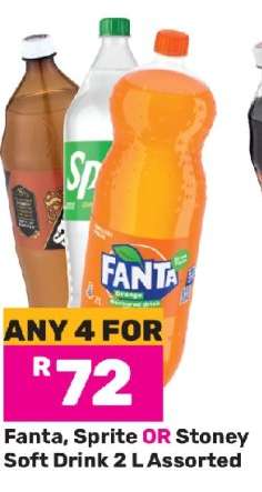 Fanta, Sprite OR Stoney Soft Drink 2 L Assorted