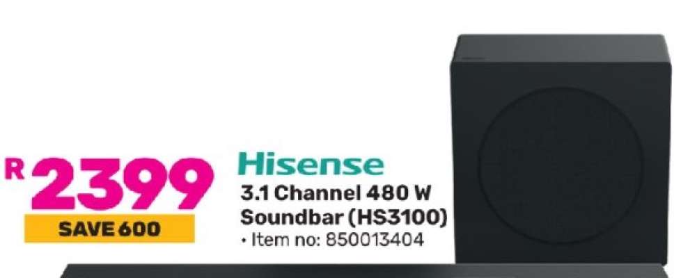 Hisense 3.1 Channel 480 W Soundbar (HS3100)