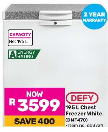 DEFY 195 L Chest Freezer White (DMF470)