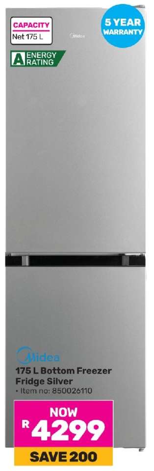 Midea 175 L Bottom Freezer Fridge Silver