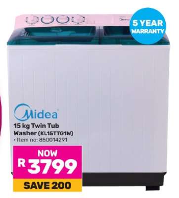 Midea 15 kg Twin Tub Washer (KL15TTG1W)