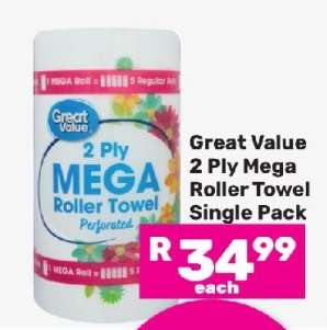 Great Value 2 Ply Mega Roller Towel Single Pack