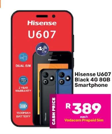 Hisense U607 Black 4G 8GB Smartphone