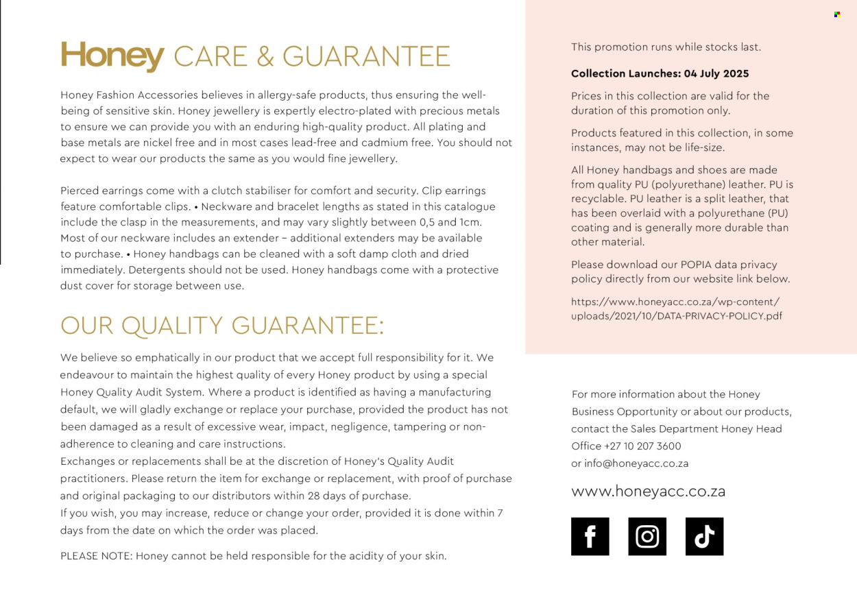 Honey specials. Page 105