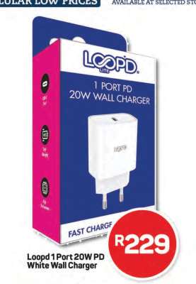 Loopd 1 Port 20W PD White Wall Charger