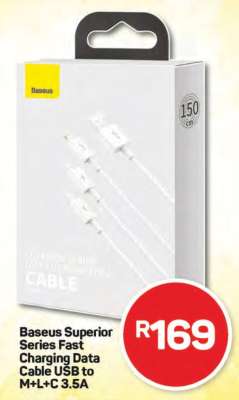 Baseus Superior Series Fast Charging Data Cable USB to M+L+C 3.5A