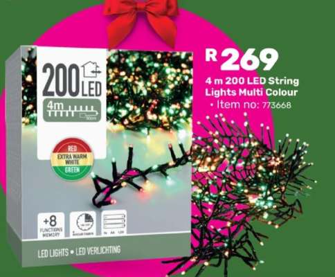 4 m 200 LED String Lights Multi Colour