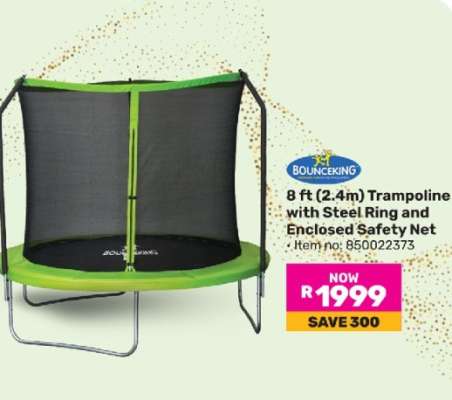 8 ft (2.4m) Trampoline with Steel Ring and Enclosed Safety Net