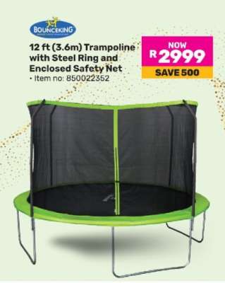 12 ft (3.6m) Trampoline with Steel Ring and Enclosed Safety Net