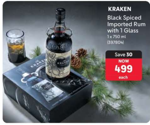 KRAKEN Black Spiced Imported Rum with 1 Glass
