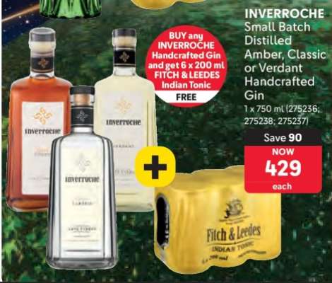 INVERROCHE Small Batch Distilled Amber, Classic or Verdant Handcrafted Gin