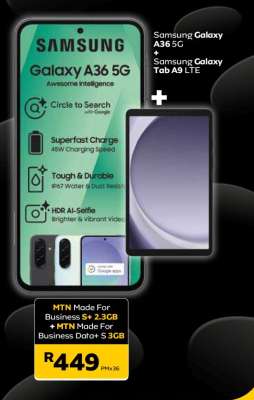 Samsung Galaxy A36 5G + Samsung Galaxy Tab A9 LTE