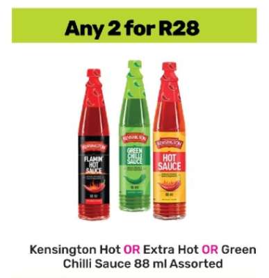 Kensington Hot OR Extra Hot OR Green Chilli Sauce