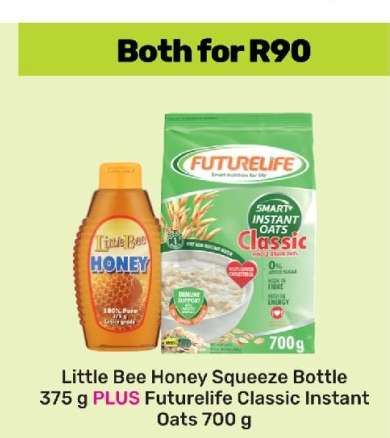Little Bee Honey Squeeze Bottle 375 g PLUS Futurelife Classic Instant Oats 700 g