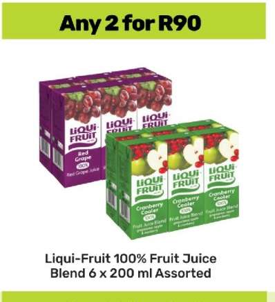 Liqui-Fruit 100% Fruit Juice Blend 6 x 200 ml Assorted