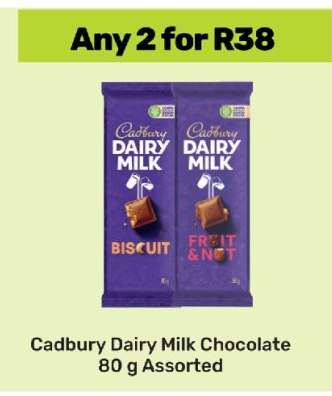 Cadbury Dairy Milk Chocolate 80 g Assorted