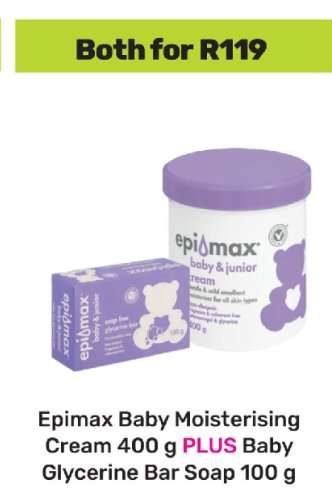 Epimax Baby Moisturising Cream 400 g PLUS Baby Glycerine Bar Soap 100 g