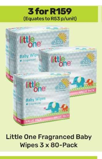 Little One Fragranced Baby Wipes 3 x 80 Pack