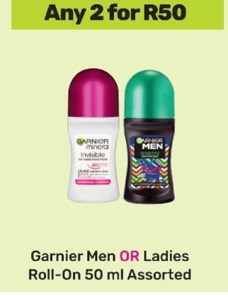 Garnier Men OR Ladies Roll-On 50 ml Assorted