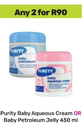 Purity Baby Aqueous Cream OR Baby Petroleum Jelly 450 ml
