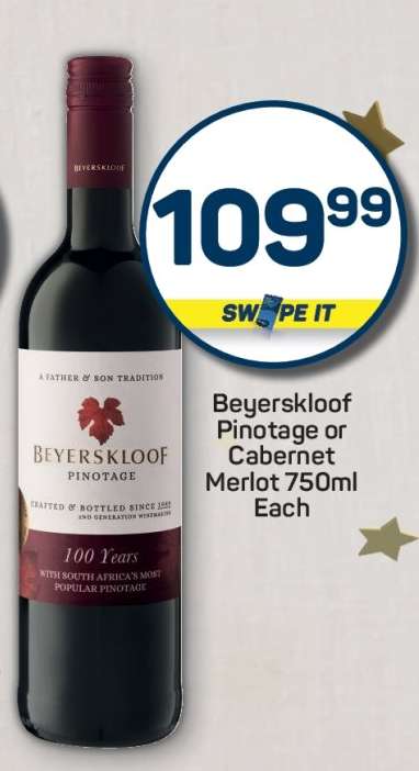 Beyerskloof Pinotage or Cabernet Merlot 750ml